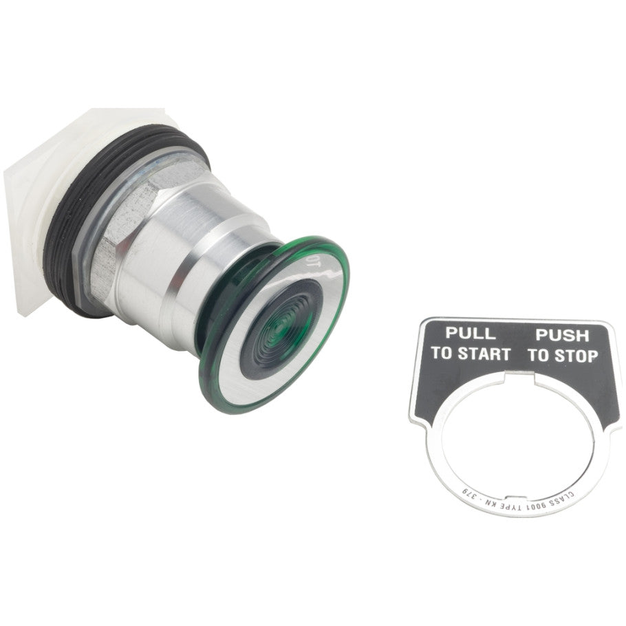 Head for spring return push button, Harmony 9001K, metal, green, mushroom 41mm, 30mm, 3 positions