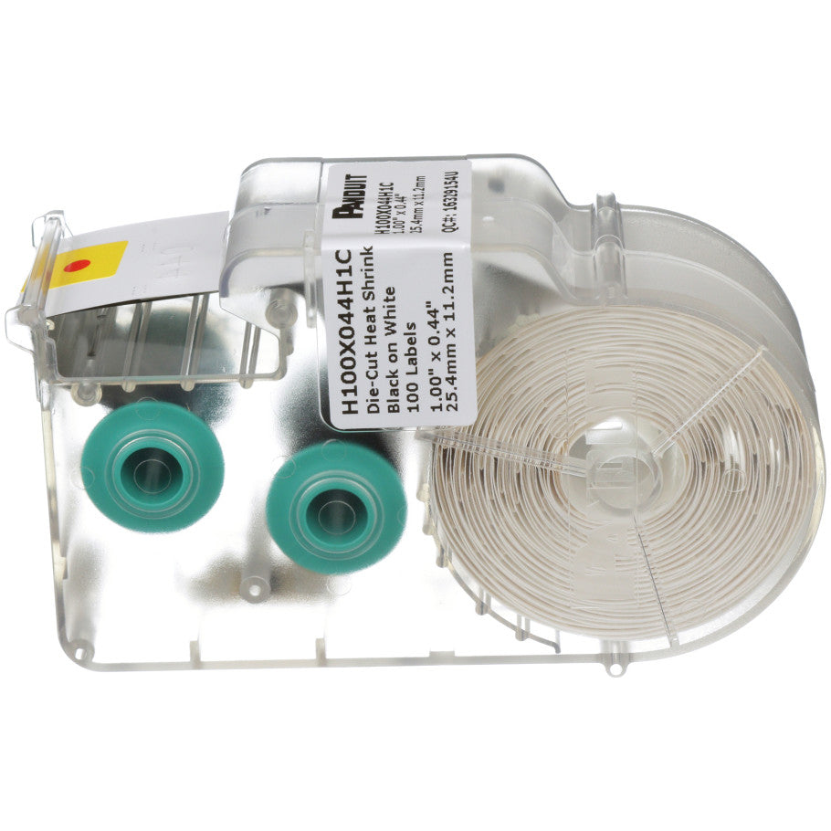 Die-Cut Heat Shrink Label Cassette, White, .44 in. W x 1 in. L