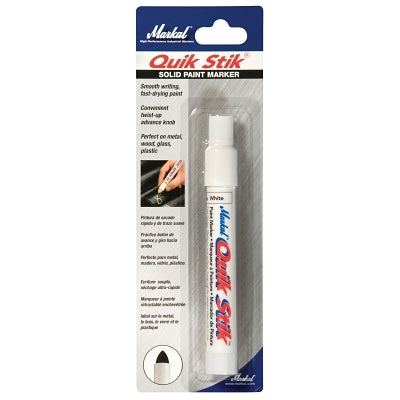 Quik Stik All Purpose Solid Paint Marker, White, 11/16 in Tip, 6 in L, Carded