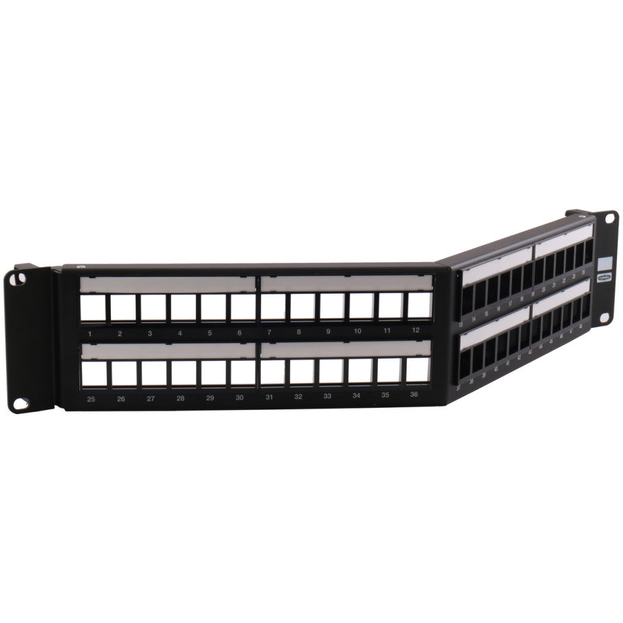 Copper Patch Panels, Rack, Wall, Black, 48 Port, 2 RU