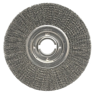 Medium Crimped Wire Wheel, 12 in D x 1 1/4 in W, .014 in Steel Wire, 3,600 rpm