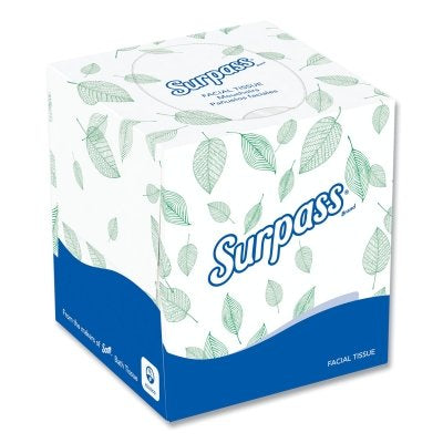 Surpass Facial Tissues, 8 in L x 8.3 in W per Sheet, White, 36 EA/CA