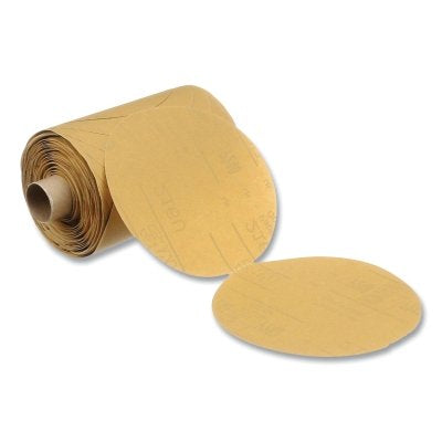3M 051111-49913 Stikit Gold Paper Disc Roll 216U, Aluminum Oxide, 5 in dia x NH, P180 Grit
