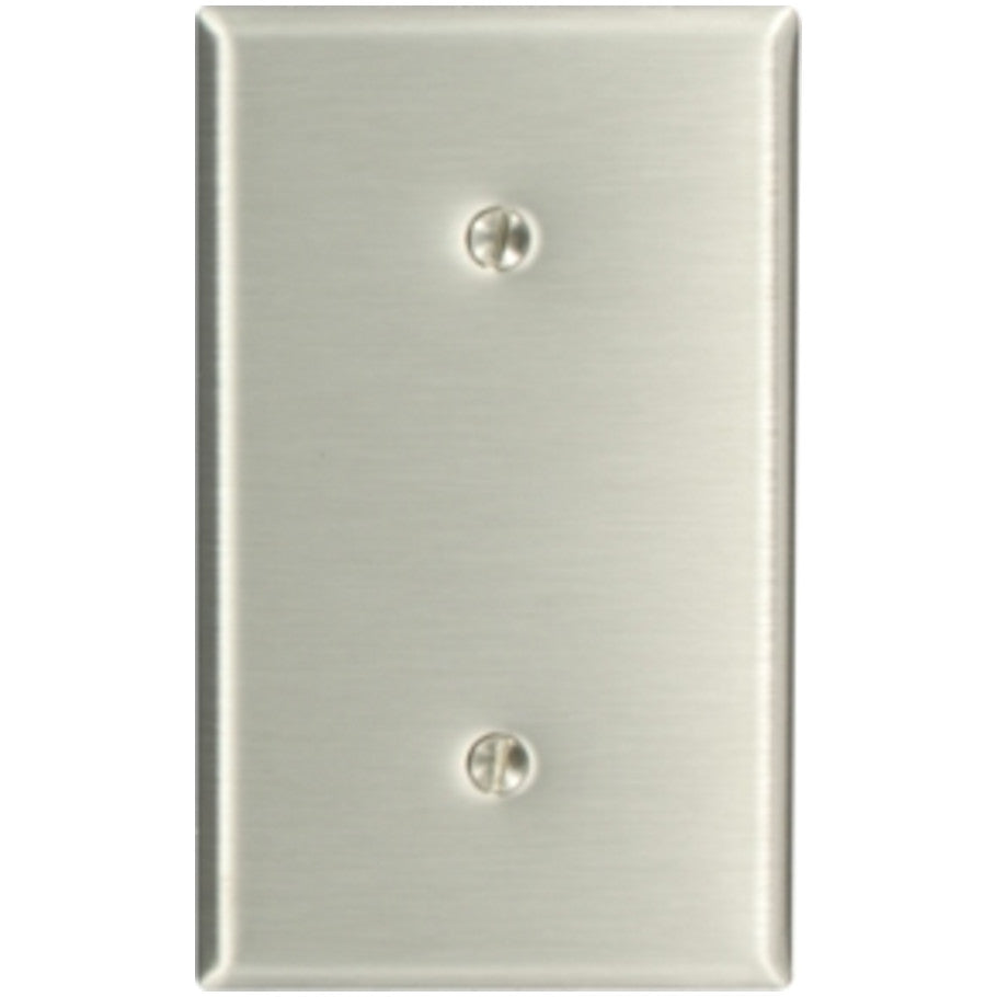 Wall Plate, 1-Gang Blank Strap Mounted Type 430 Stainless Steel