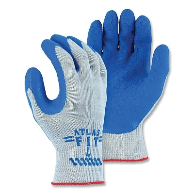 Atlas Palm Dipped Gloves, 9/Medium, Gray with Blue Coating
