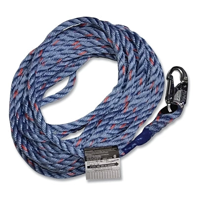 195R Series Rope Lifeline, Nylon, 75 ft L, 2 Thimbles, 5/8 in dia, 1 Leg