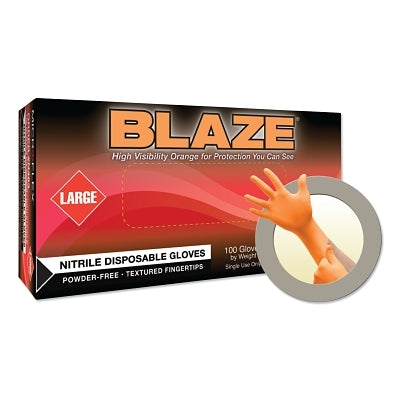 Blaze N48 Nitrile Exam Gloves, Beaded, Large, Orange