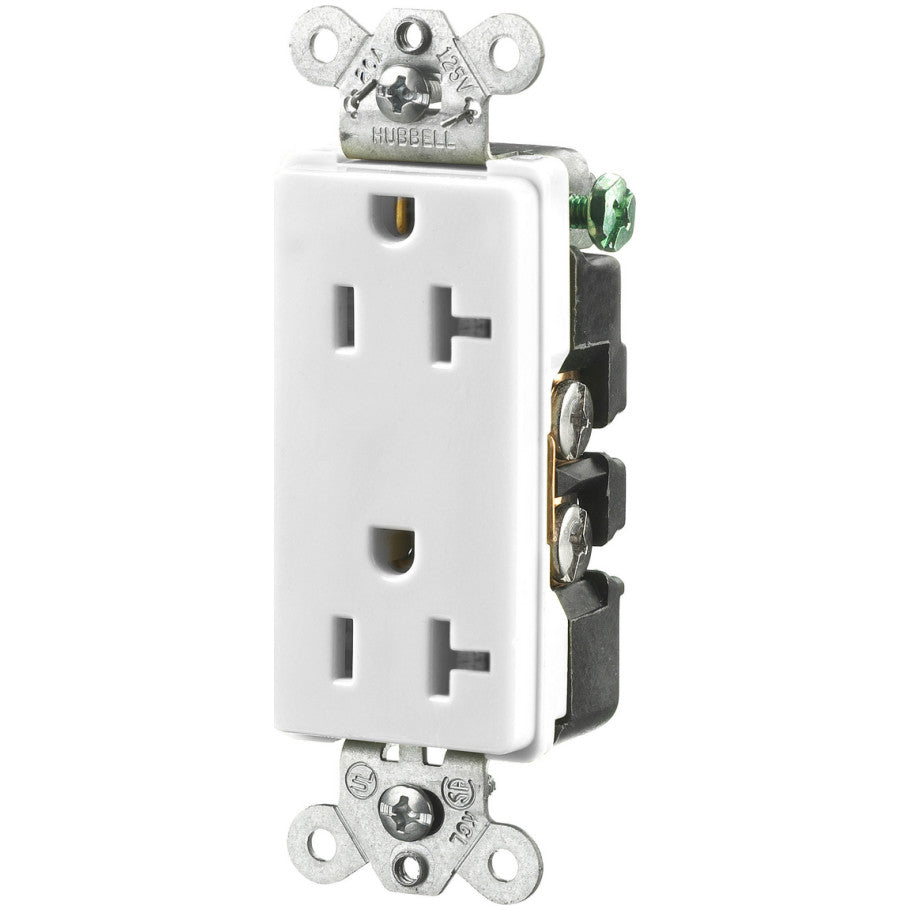 Style Line 20A 125V 2P3W NEMA 5-20R Back and Side-Wired Decorator Straight Blade Duplex Receptacle, White