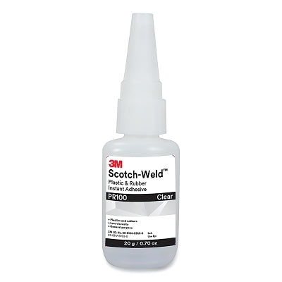 3M 051115-25214 Scotch-Weld Plastic & Rubber Instant Adhesive, PR100, 0.7 oz, Bottle, Clear