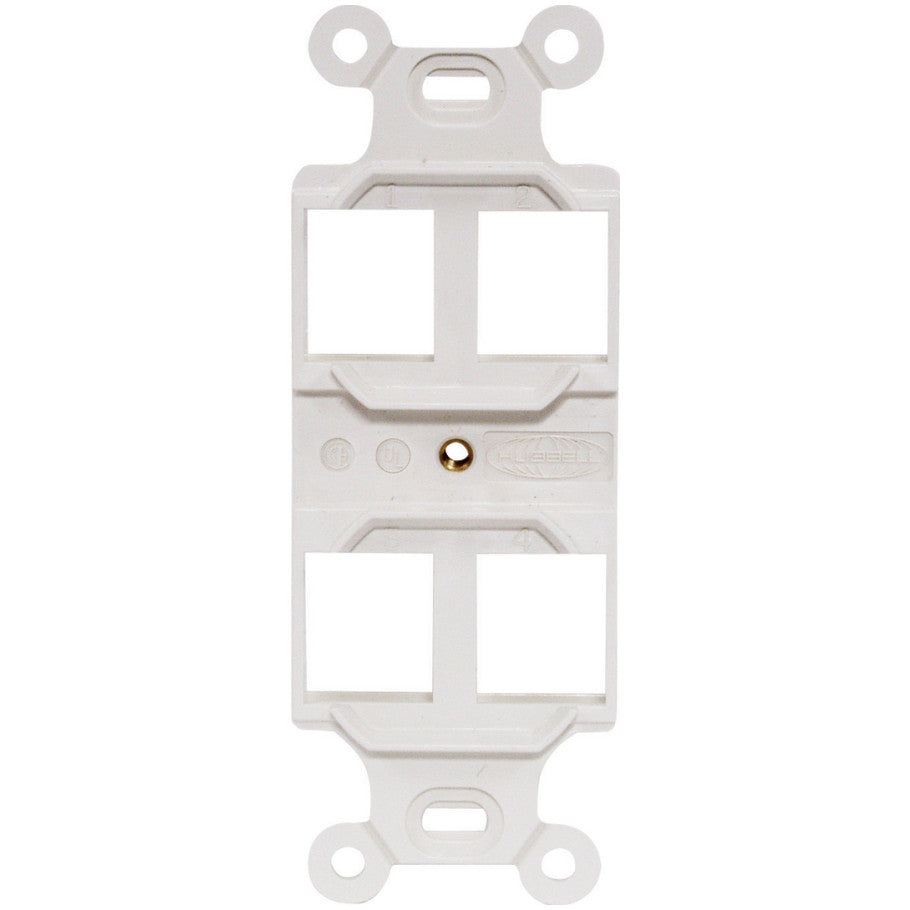 Hubbell Outlet Frame Duplex 106, Flush Mount, 4-Port, White