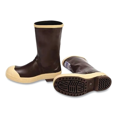 Neoprene Dipped Safety Footwear, Plain Toe, Size 9, 12 in H, Copper/Tan with Chevron Sole