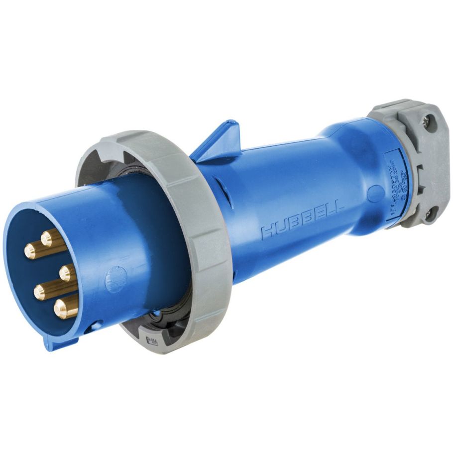 Pin and Sleeve Plug, Watertight, 60A 120/208V, 4P5W, IEC, Blue
