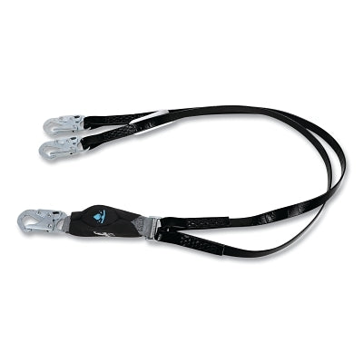 V-SERIES Anti-Corrosion Safety Lanyard, Coated Web, 6 ft, Small Steel Snaphooks, Twin, 310 lb