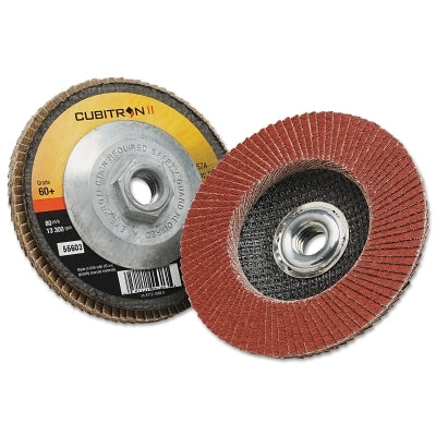 3M 051141-55603 Cubitron II Flap Discs 967A, 4-1/2 in dia x 5/8 in-11, T27 Quick Change, 60+, 13300 RPM