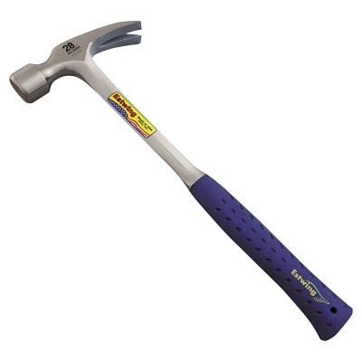 Framing Hammer, Rip Claw, Milled, Steel Handle/Head, Blue Shock Reduction Grip, 16 in OAL, 28 oz