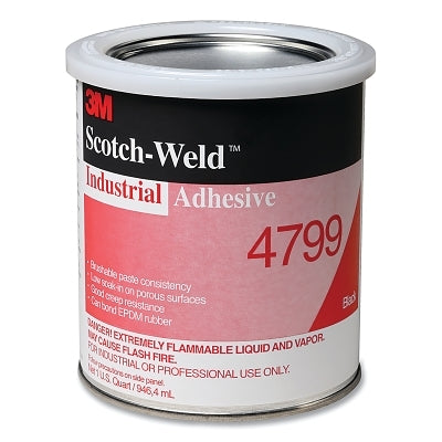 3M 021200-21357 Industrial Adhesive, 4799, 1 qt, Can, Black