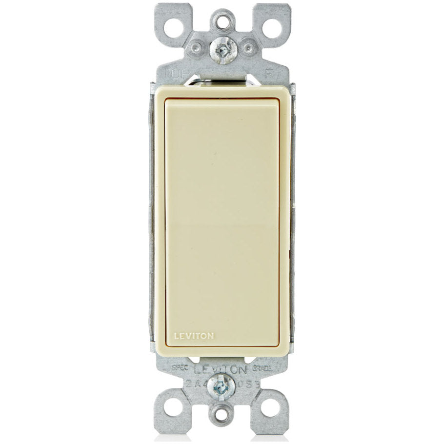 Decora Rocker Switch, Residential Grade, Self Grounding, 15A, 120/277V, 1-Pole, Ivory