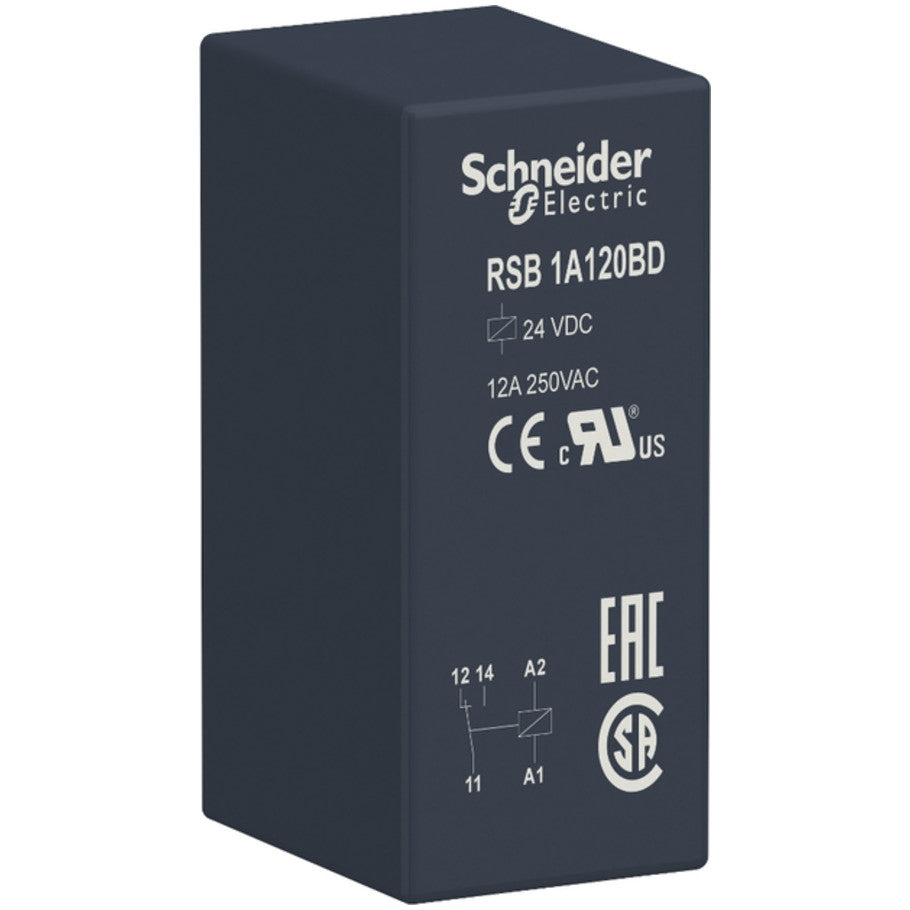 RSB Interface Plug-In Relay, SPDT (1 C/O), 12A, 24 Vdc