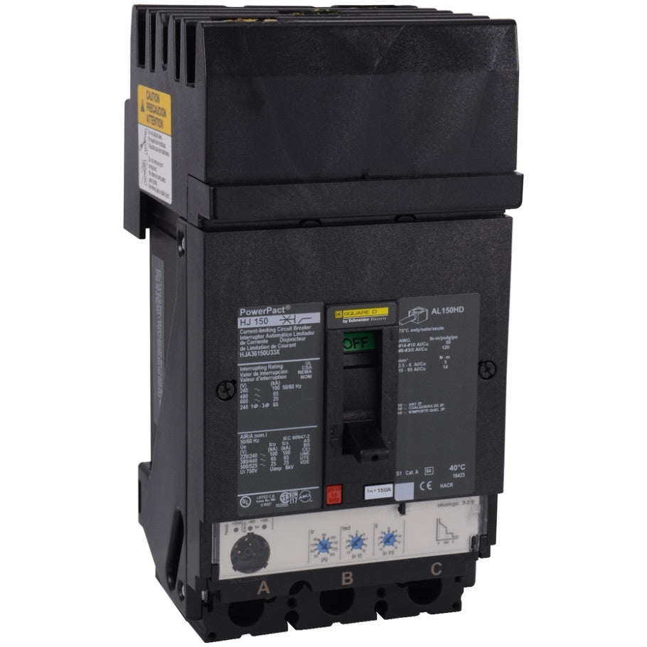 Molded Case Circuit Breaker, 150 A, 600 V, 3-Pole, I-Line Mount, 25 kA