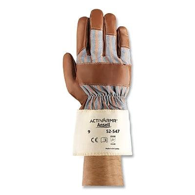 Jersey-Lined Work Gloves, Nitrile, Cotton Jersey, Size 9, Brown/Grey