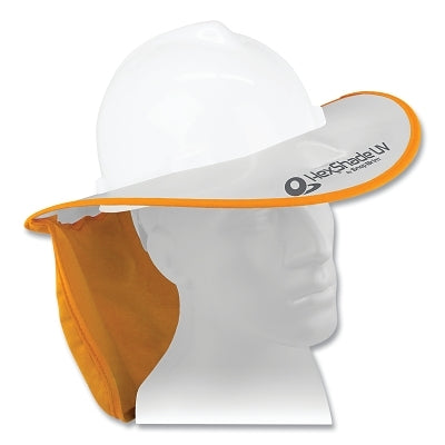 HexShade UV for Hard Hats, Snaps on Front/Back, White/Orange