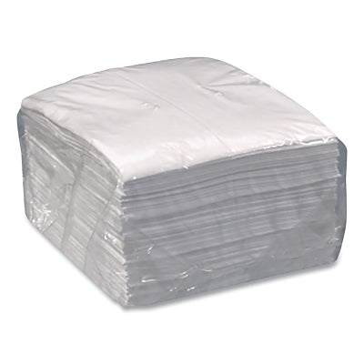 Sorbent Pads and Rolls, 18 in L x 16 in W, Oil Only, Light, Unbonded, Single-Ply, White, Pads, 100 Count