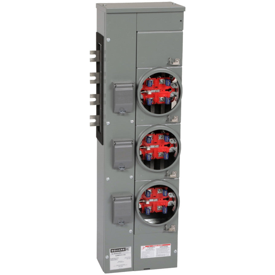 EZ Meter Pak EZMR Residential Branch Unit, 5 Jaw Ringless Socket Without Bypass, 125A, 3 Phase IN