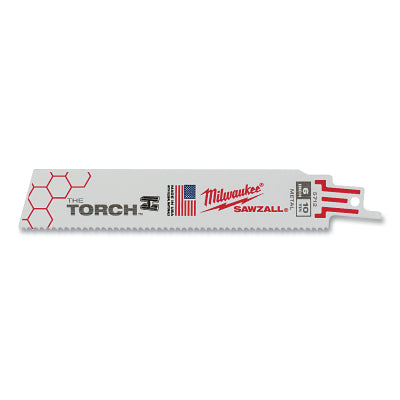 THE TORCH Bi-Metal SAWZALL Blade, 6 in L, 10 TPI, For Scheduled 80 Pipe/Threaded Rod, 5 EA/PKG