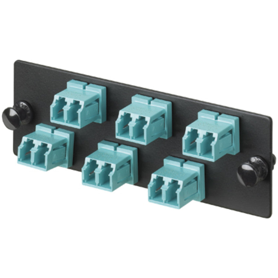 Opticom Fiber Adapter Panel, OM4, 6 LC Duplex, Aqua