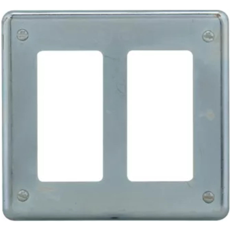 Box Cover, Cast Iron or Aluminum Device Box, 2-Gang, Sheet Steel, GFCI