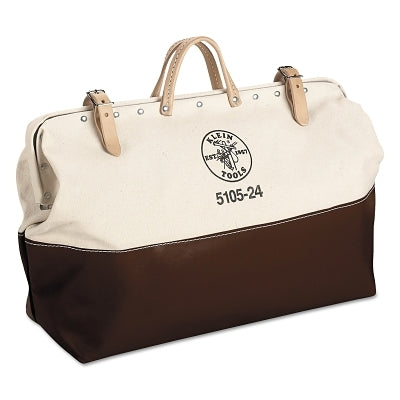 No. 8 Canvas High-Bottom Tool Bag, No Interior Pockets, 6 in W x 15 in H x 24 in L, Natural/Brown