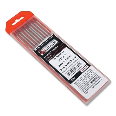 2% Thoriated Tungsten Electrode, 1/16 in x 7 in, 10 PK