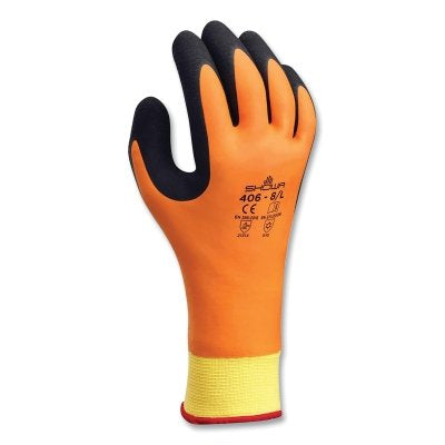 406 Water-Repellent Gloves, Large, Black/Orange