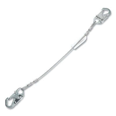 V-SERIES Restraint Lanyard, Fixed Cable, 3 ft L, 36C, Small Steel Snaphooks, Single, 400 lb