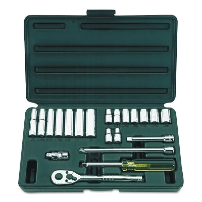 Socket Set, 21-Pc, 1/4 in, 6-point