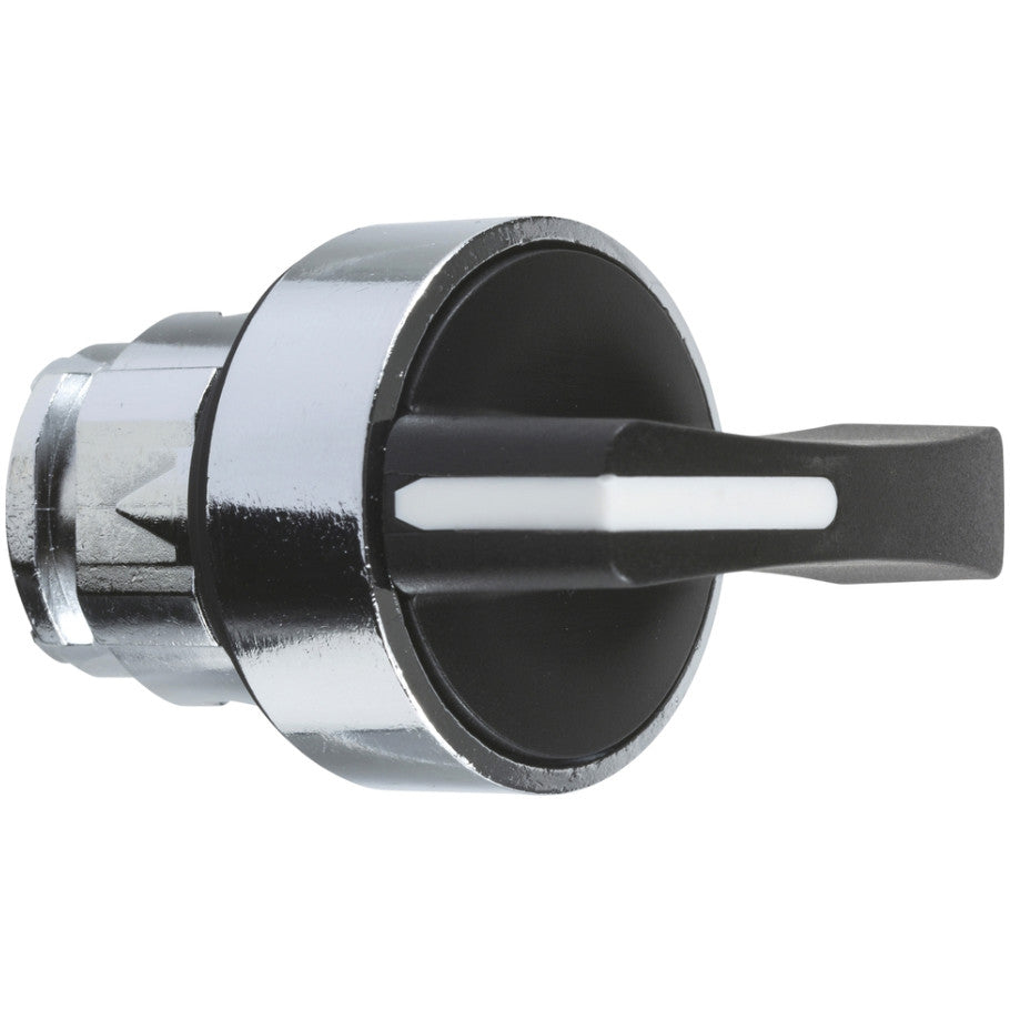 Head for selector switch, Harmony XB4, metal, black, 22mm, long handle, 3 positions, stay put