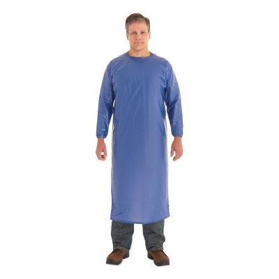 PVC Coat Apron, 8 mil, Vinyl, Large, Blue