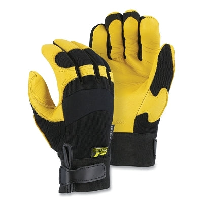Winter Lined Golden Eagle Deerskin Mechanics Gloves, Deerskin/Neoprene/Spandex, 9/Medium, Black/Yellow