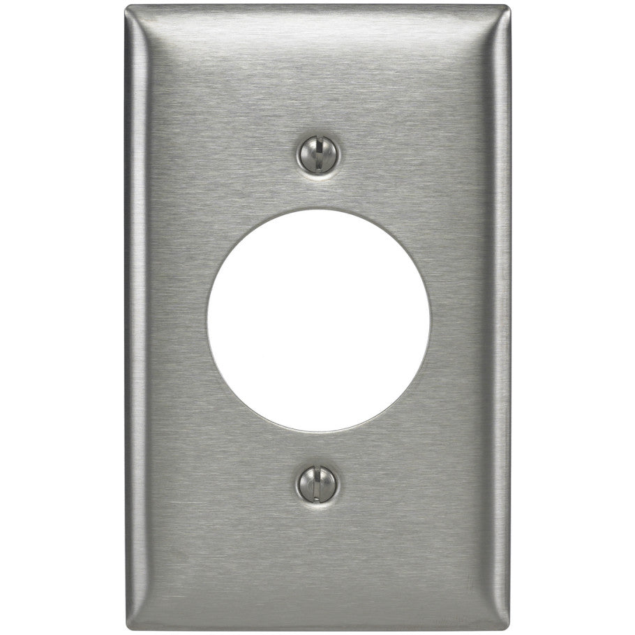 Stainless Steel Standard Wall Plate, Single 20/30A Twist-Lock Receptacle, Screw Mount, 1-Gang, (1) 1.60 in. Dia. Opening