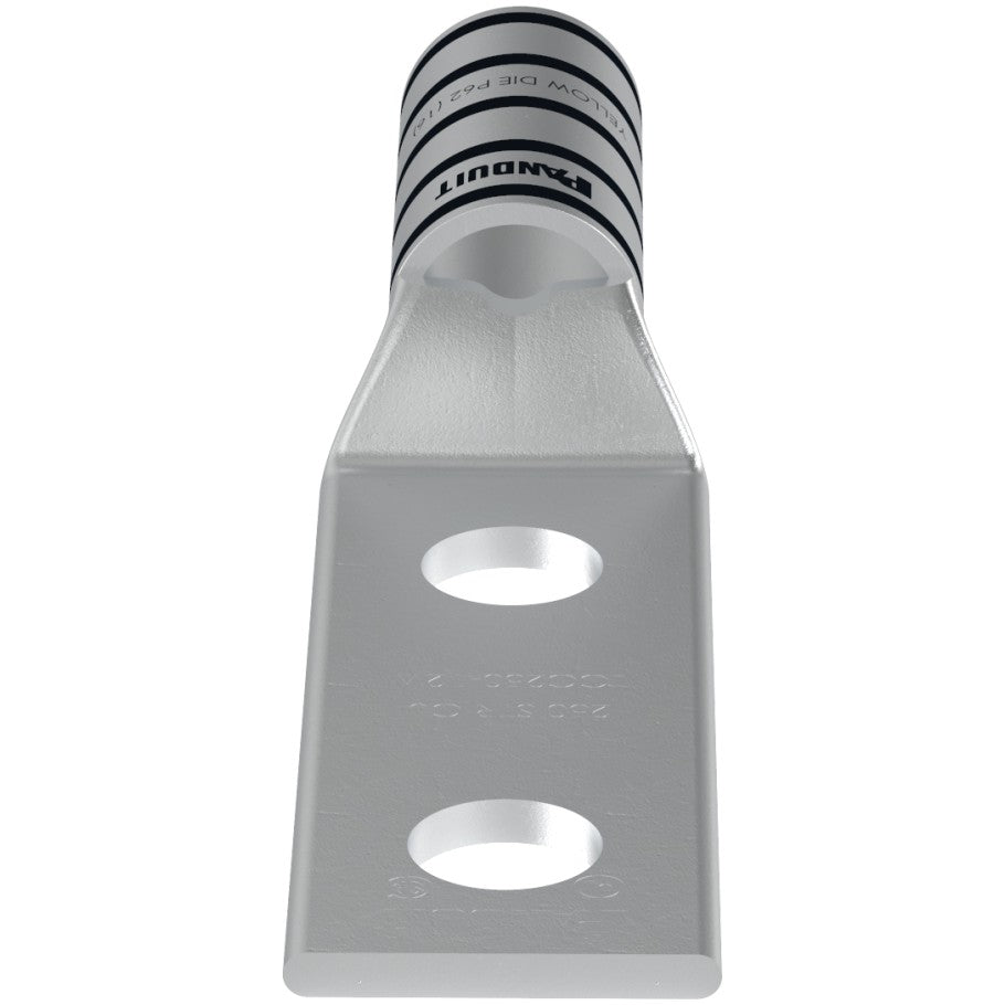 Long Barrel Lug with Inspection Window, 2-Hole, 250 kcmil, Yellow, 1/2 in.