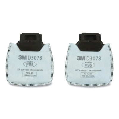 3M D3078 Secure Click HF-800 Series Cartridge/Filter, Particulate Filter, P95/Nuisance Level OV/AG Relief, White