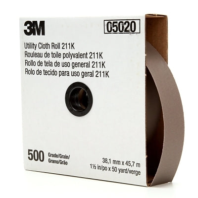 3M 051144-05020 211K Utility Cloth Rolls, 1 1/2 in, 50 yd, 500 Grit