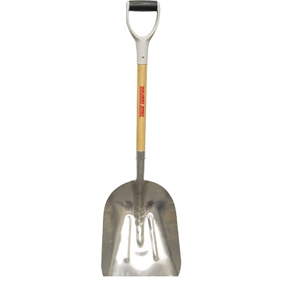Kodiak Aluminum Scoop with Cushion D-Grip, 18 in L x 14-3/4 in W blade, Square Point, 27 in White Ash Handle