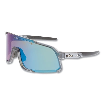 Hulk HK4 Series Safety Glasses, Green Mirror, MAX63 Dual Coating, Polarized, Crystal Gray Polycarbonate Frame