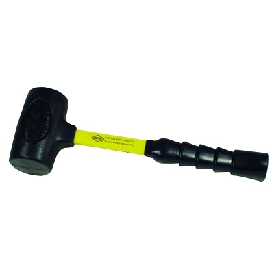 Power Drive Dead Blow Hammer, 4 lb Head, 2-3/4 in dia Face, 15.5 in Handle, Black/Yellow