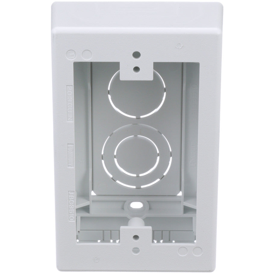 Non-Metallic Low Voltage Outlet Box With Adhesive For LD or T-45 Series Raceway, White