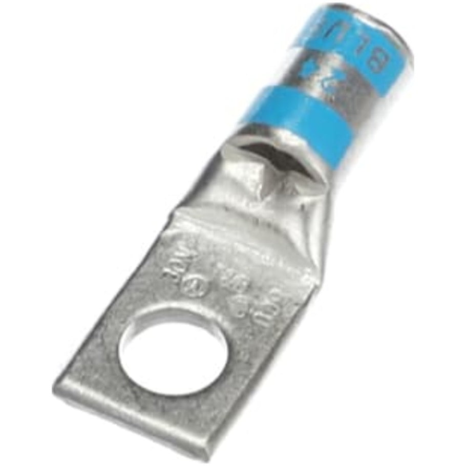 Copper One-Hole Lug, Max 35kV, Wire Size  6 AWG Wire, Tin Plated, Die Code 24, Die Color Code Blue