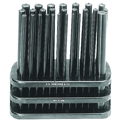 Punch Sets, Transfer Punch Set, Round, English, 28 Punches 3/23 in to 19/64 in