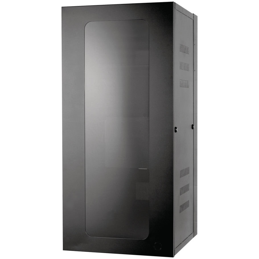 QUADCAB Wall Mount Enclosure, Steel, Black, Window Door, 26 RU, 48 H x 26 in. D