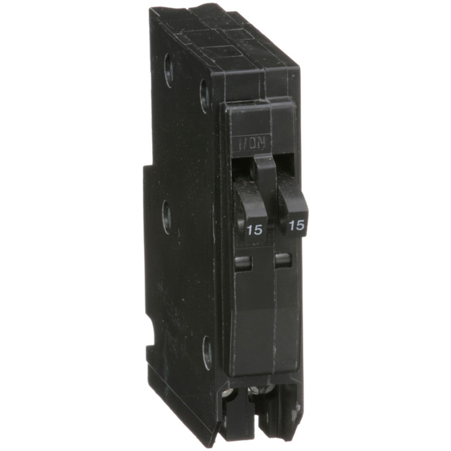 QO Miniature Circuit Breaker, Plug-On Mount, 10 kA, 120/240 Vac, 1-Pole, 15/15A Tandem
